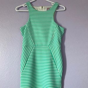 Green and white strip dress